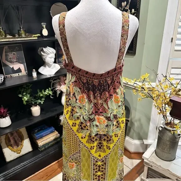 Anthropologie Lovett Tiered Maxi Botanical Dress Size Small Small